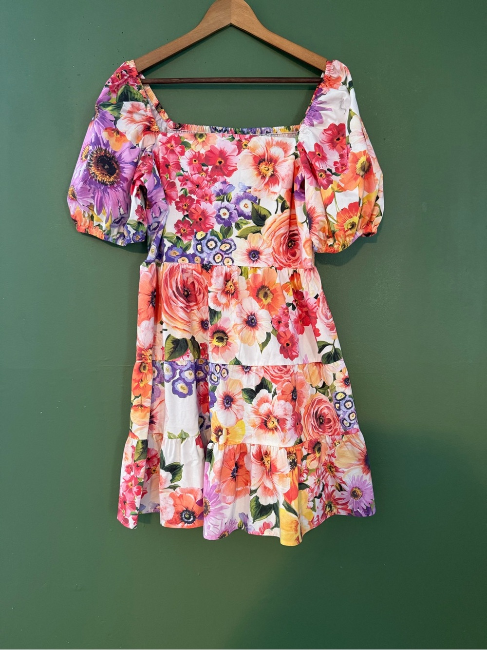 Express Floral Tiered Puff Sleeve Smocked Sundress mrsp $96